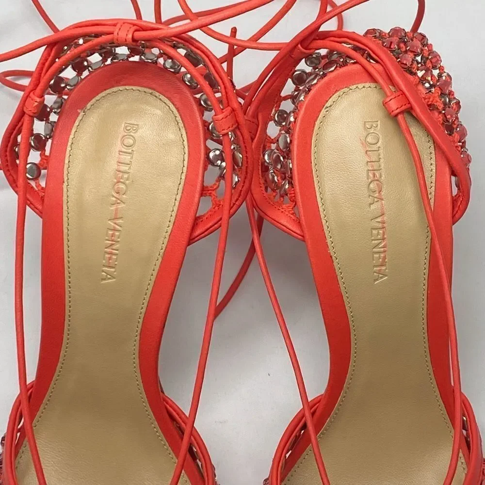 Bottega Veneta Stretch Embellished Ankle Strap High Heel Pumps size 39.5
